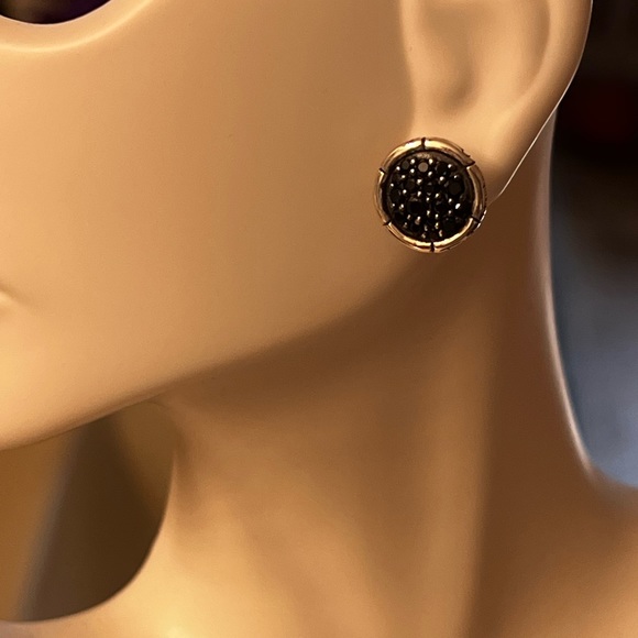 John Hardy Sterling Silver black spinel stones earrings - Picture 4 of 8